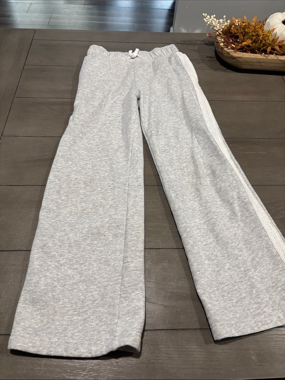 Abercrombie & Fitch Kids Light Gray Wide-Leg Sweatpants with Side Stripe